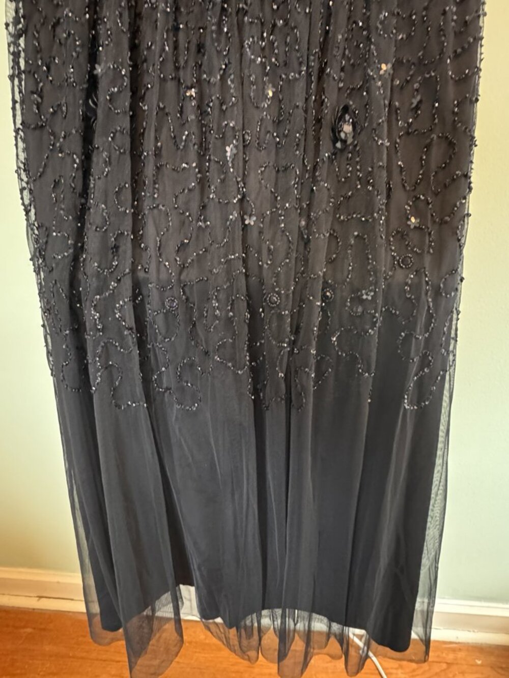 Adrianna Papell Off Shoulder Beaded Rosette Dress - Size 16 - HS0327 - Picture 4 of 9